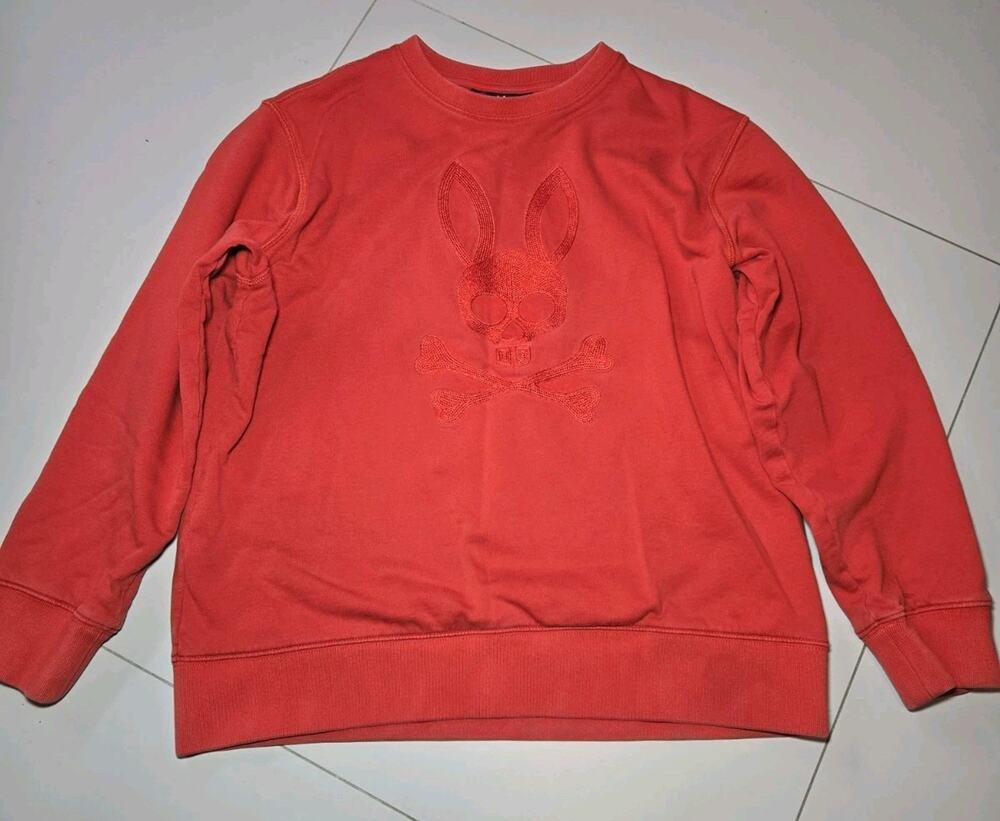 Psycho Bunny Red Embroidered Crewneck Sweatshirt Streetwear XL